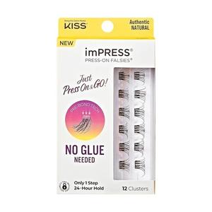 KISS imPRESS Накладные ресницы Кластеры ресниц Falsies Authentic Natural 12–14 мм В комплект входят 12 предварительно склеенных ресниц. Удобство для контактных линз. Легко наносится. Многоразовые полоски ресниц.