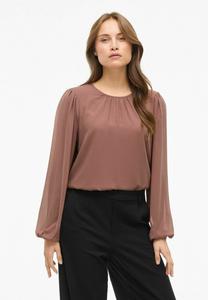 Блуза VILA MIT LANGEN ÄRMELN VIURA RUNDHALS, Rose Brown/Brown