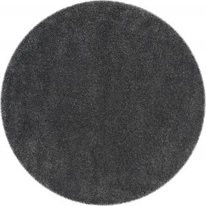Ковер SAFAVIEH, 201 x 201 см, Santa Monica Shag Collection, круглый, Dark Grey, сплошной дизайн, не линяет и прост в уходе, идеален для помещений с высокой проходимостью в гостиной, спальне (SGN725-8484)
