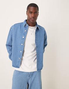 Рубашка свободного кроя из денима в полоску Asos Design