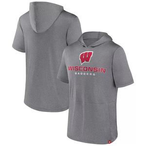 Мужская футболка с капюшоном с логотипом Heather Grey Wisconsin Badgers Modern Stack Fanatics