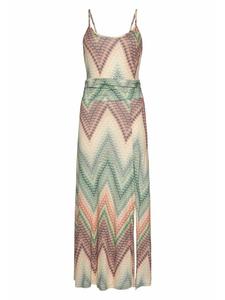 Длинное платье LASCANA Midi, цвет grün-rostorange-aubergine-bedruckt