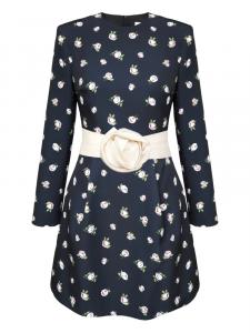 POST MERIDIEM платье мини с поясом и цветочным принтом, синий