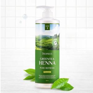 Deoproce, Освежающий шампунь с экстрактом зеленого чая и хны, 1000мл