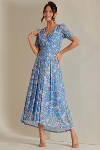 Платье макси со сборками на рукавах Jolie Moi, синий