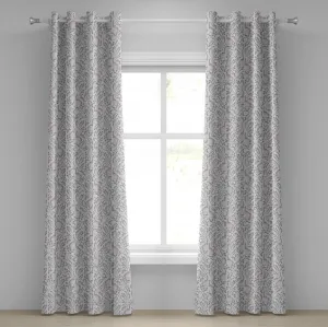 Винтажная штора на люверсах ABAKUHAUS, весенний цветочный мотив с изображением веток растений и силуэтов ягод, декоративная двухпанельная штора на окно, 280 см x 245 см, серый Abakuhaus