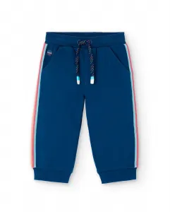 Детские спортивные штаны из флиса с резинкой и шнурками Boboli, темно-синий