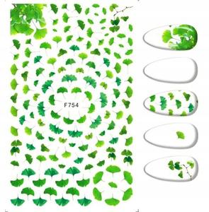 Наклейки для украшения ногтей с узорами гинкго F-754, Frezarkowo