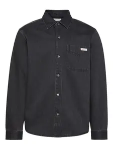 Джинсовая рубашка с карманом и длинными рукавами Calvin Klein, черный