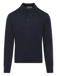 Трикотажное поло из кашемира на пуговицах Canali, синий