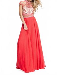 Двухкомпонентное платье из шифона с декором в красном цвете RACHEL ALLAN