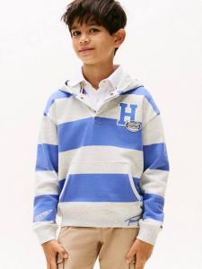 Детский расслабленный варезный худи из хлопковой смеси Tommy Hilfiger, Soft Sapphire