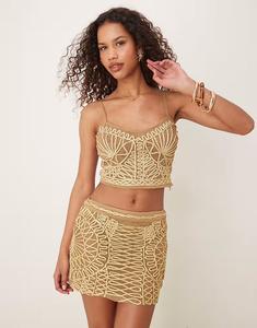 Мини-юбка Coord с отделкой золотой нитью Asos Design