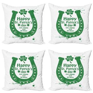 ABAKUHAUS Набор чехлов на подушку ко Дню Святого Патрика (4 предмета), Celebration, современная двусторонняя цифровая печать, 50 см x 50 см, зеленый