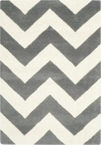 Ковер SAFAVIEH, 61 x 92 см, Chatham Collection, Dark Grey & Ivory, ручной работы, шеврон из шерсти, идеально для помещений с высокой проходимостью: прихожая, гостиная, спальня (CHT715D)