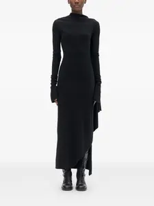 Шерстяное платье с высоким воротником Ann Demeulemeester, черный