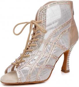 Женские танцевальные ботинки Minishion для латинских и бальных танцев, сандалии на вечерние и свадебные мероприятия