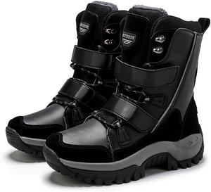 Женские зимние ботинки с флисовой подкладкой, водонепроницаемые повседневные ботинки до середины голени с толстой подошвой для холодной погоды, противоскользящие и теплая зимняя обувь Qacksv, Black