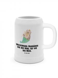 Пивная кружка с изображением знака зодиака Водолей и надписью белого цвета Mr. & Mrs. Panda