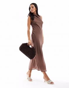 Платье миди Brave Soul без рукавов с высоким воротом цвета мокко