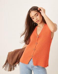 Жилет свободного кроя ASOS DESIGN из трикотажного полотна оранжевого цвета