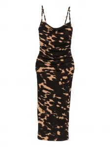 Платье миди со сборками и принтом Nanushka, коричневый