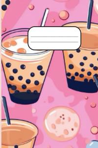 Kawaii Notizbuch, Notizbuch, Notizblock, süß: Kawaii-Katzen im japanischen Stil, Boba Tea, lustig: 108 Seiten (German Edition) (Independently published)