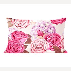 Декоративная подушка MuchoWow диванная подушка для гостиной декоративная подушка 50x30 см розы - гортензии - цветы - розовые - чехлы на диванные подушки - без наполнителя
