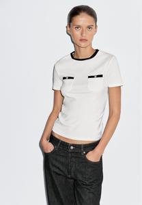 Футболка Massimo Dutti SHORT SLEEVE WITH DETAILS, White
