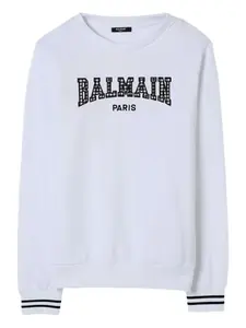 Свитшот с вышитым логотипом Balmain Kids, белый