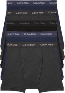Комплект из 5 мужских трусов-боксеров Calvin Klein Cotton Classics, 2 Blue Shadow Body W/Blue Shadow Waistband, 2 Charcoal Heather Body W/Charcoal Heather Waistband, 1 Black Body W/Black Waistband