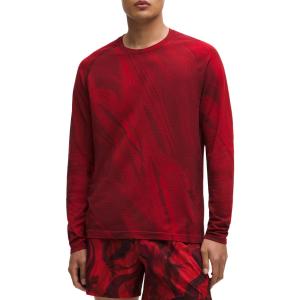 Футболка Metal Vent Tech FW25 для мужчин Lululemon, oxford красный spiral feather pattern/burgundy красный/smxr/bay