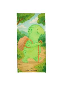 Mr. & Mrs. Panda Спортивное полотенце с изображением черепахи и туриста, без    пастельно-желтого цвета