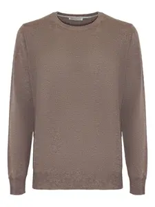 Свитер с круглым вырезом и ребристой отделкой Kangra, коричневый