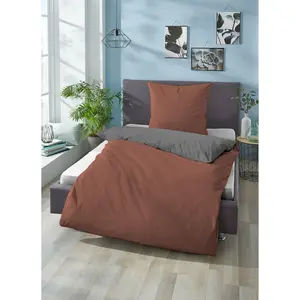 Двустороннее постельное белье Biberna «Alma», (3 шт.), высококачественное постельное белье качества Linon из 100% хлопка, постельное белье и наволочки на молнии, безопасное для кожи, STANDARD 100 от OEKO-TEX и сертификат Made in Green, цвет kardinal