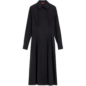 MaxMara Длинное платье с рукавами женское черное