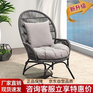 Purple Leaf Кресло-качалка из ротанга с плетением, большая версия с подушками и валиком