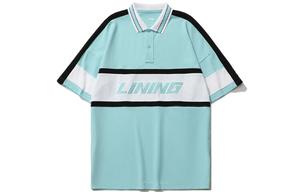 Спортивная модная коллекция поло мужская прозрачно-синяя рубашка Lining, голубой