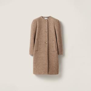 Однобортное пальто из шерсти шетландских овец MIU MIU, шнур