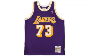 Джерси dennis rodman los angeles lakers road 1998 99 swingman nba Mitchell Ness, фиолетовый