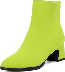 Женские ботинки SKYSTERRY на молнии, с круглым носком, замшевые, для улицы, вечерние, с массивным низким каблуком, до щиколотки, 2 дюйма