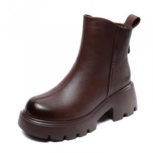 Devanro Женские полусапожки на каблуке 6 см тёмно-коричневые, цвет Dark Brown