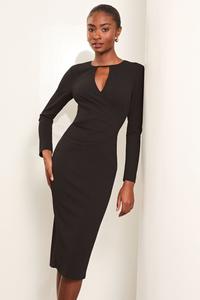 Платье футляр с длинными рукавами и замочной скважиной Lipsy, черный