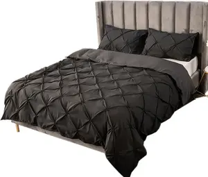 Комплект постельного белья из полиэфирного волокна 260x230 см, 3 предмета - черный пододеяльник, мягкие пушистые пододеяльники на молнии и 2 наволочки 50x75 см CANDeal