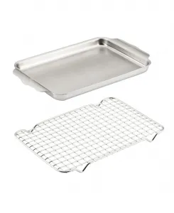Профилированный противень Provisions Oven Bond Try-ply Quarter Sheet Pan с решеткой Hestan, нержавеющая сталь