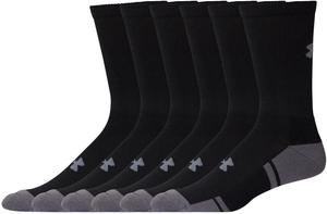 Носки Under Armour Adult Resistor 3.0 Crew, несколько пар, Black/Graphite (6-Pairs)