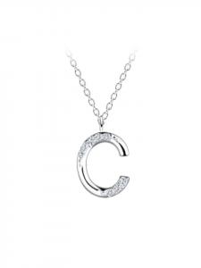 Alexander York Колье с подвеской в виде буквы С, изготовленное из серебра 925 пробы, состоит из двух частей, вставленных в серебряную оправу