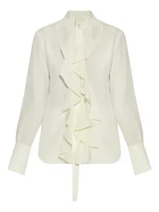 Шелковый топ с оборками Alexander Mcqueen, нейтральный