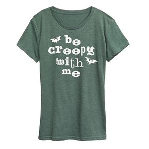 Женская футболка с принтом "Be Creepy With Me" Unbranded, Heather Green