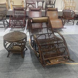 Fantasy Кресло-качалка из ротанга с оттоманкой и круглым столиком, цвет chestnut